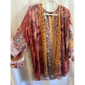 Daytrip Boho Patchwork Open Front Cardigan – Size M